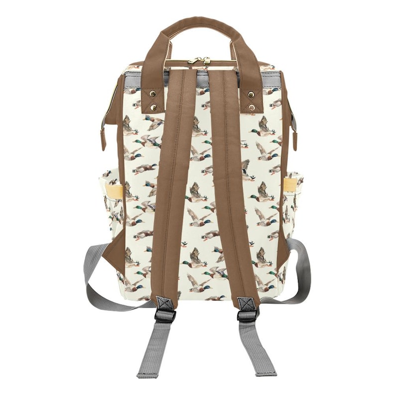 Duck Diaper Bag, Baby Personalized Mallard Duck Diaper Bag Boy, Duck Baby Shower Gift, Custom Baby Name Backpack image 4