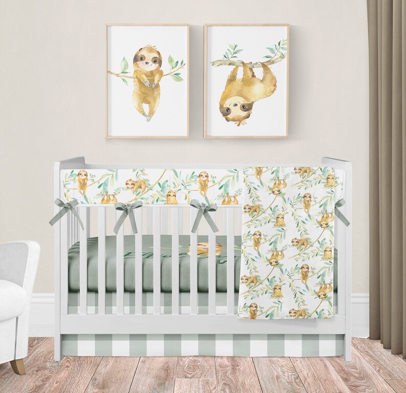 Sloth Crib Bedding Baby Nursery Set Personalized Crib Sheet Etsy