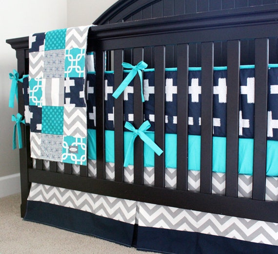 teal baby bedding set