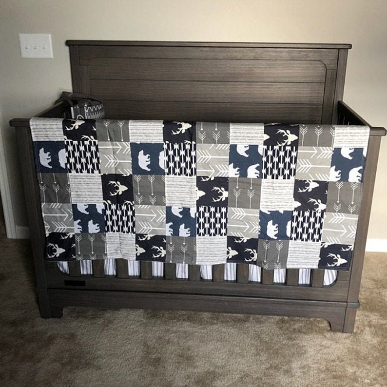 Baby Boy Blue Woodlands Crib Bedding Woodlands and Arrow Etsy