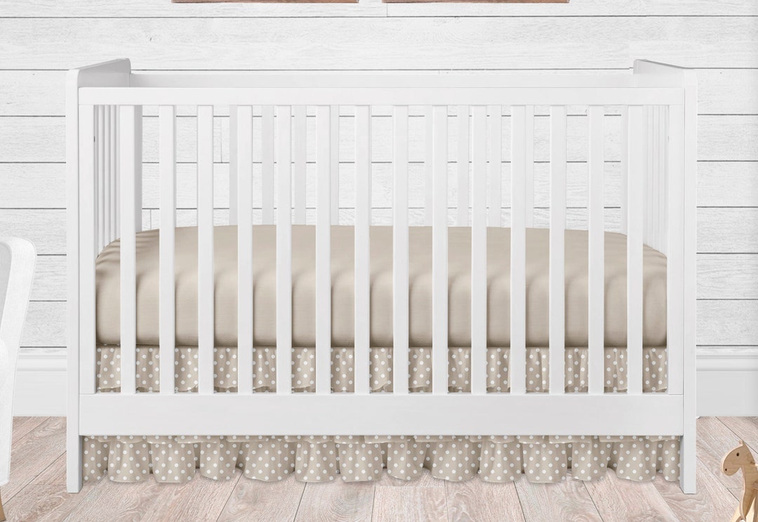 Tan Crib Skirt Polka Dot Tan and White Baby Girl Crib Skirt Etsy