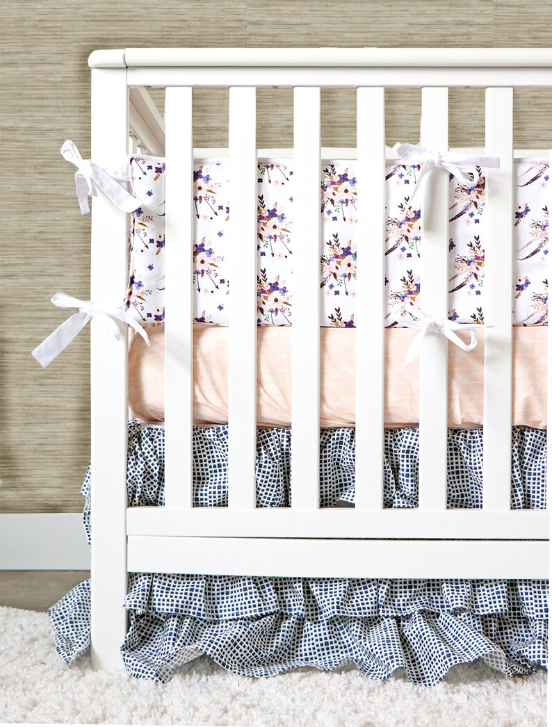 Baby Girl Crib Bedding Purple Navy Blue Peach Arrow Sheet Etsy