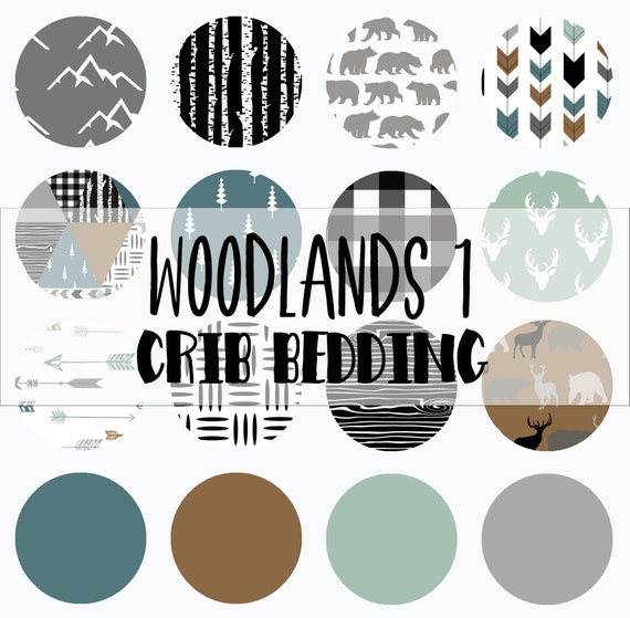 Woodlands Baby Bedding Fabric Options Crib Bedding Set Bear Etsy