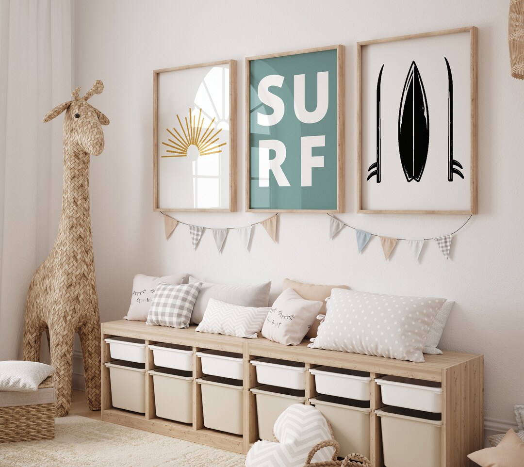 Surf Themed Nursery Wall Art, Prints for Beach Nursery, Baby Boy