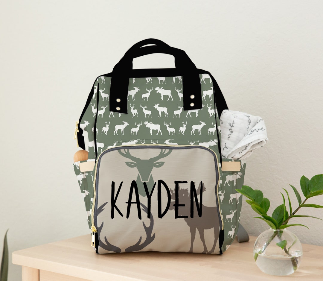 Baby Boy Diaper Bag Woodland Deer Backpack Diaper Bag Sage Etsy