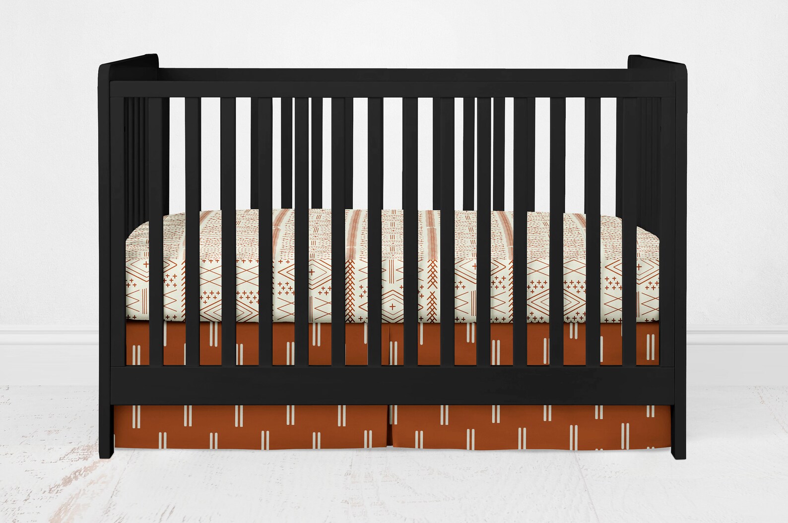 Mudcloth Crib Bedding Set Boho Baby Nursery Rust and Cream Etsy