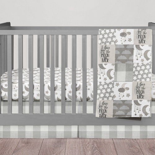 Moon Crib Bedding Love You to the Moon and Back Baby Girl Etsy
