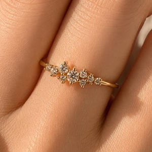 Round Cut Lab Grown Diamond Engagement Ring | Unique Stackables Tiny Cluster Ring | Vintage Rings | Promise Ring For Her | Handmade Jewelry