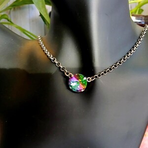 Collier solitaire en cristal Swarovski formel fait main, tour de cou en cristal autrichien 12 mm, bijoux de mariée, collier de bal de promo, bijoux en cristal image 1
