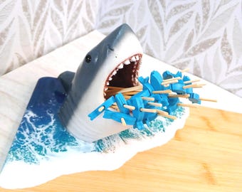 Sharkuterie Board, Shark Charcuterie Board, Funny Serving Board, Ocean Kitchen Decor, Shark Lover Gift, Gift for Foodies, Beach House Decor