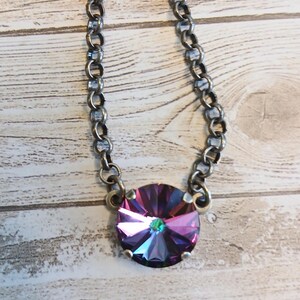 Collier solitaire en cristal Swarovski formel fait main, tour de cou en cristal autrichien 12 mm, bijoux de mariée, collier de bal de promo, bijoux en cristal image 4