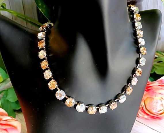 Handmade Formal Swarovski Crystal Necklace, 8mm Austrian Crystal Choker, Bridal Jewelry, Prom Necklace,  Crystal Jewelry