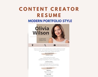 ATS Friendly Resume Template 2026, Modern Content Creator CV Word Canva Bundle Cover Letter