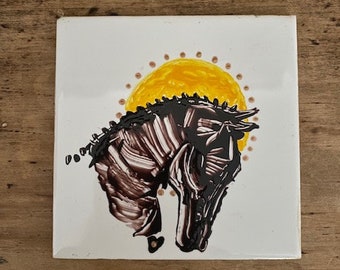 Hand painted horse tile for wall hanging