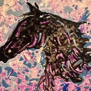 hand painted horse on ceramic tile