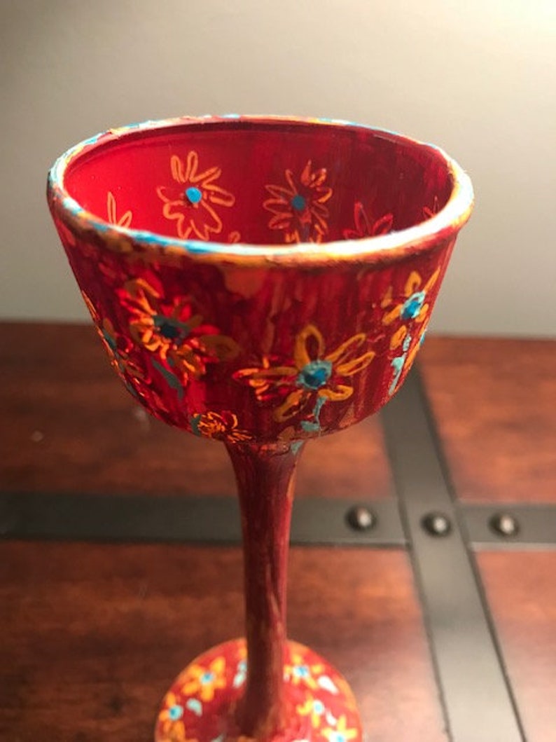 Hand Painted Long Stem Candle Votive/tea Light Holder Etsy