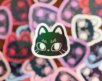 かわいい子猫の顔のホログラフィックビニールステッカー
