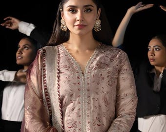 Luxury Embroidered Pakistani Salwar Kameez | Traditional Indian Wedding Guest Dress | Punjabi Women Sangeet Outfit