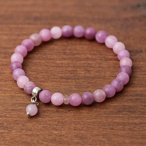 6mm Amethyst Beaded Bracelet: Adjustable Natural Stone Jewelry