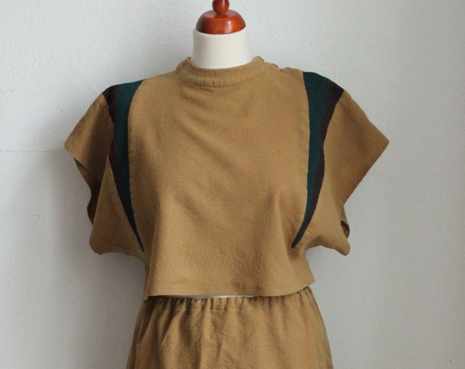 Reworked Mustard Cozy Co-ord / Top and Skirt Set