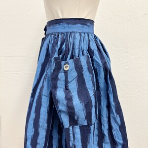 Vintage 80s Blue Stripe Full Skirt / Size S image 5