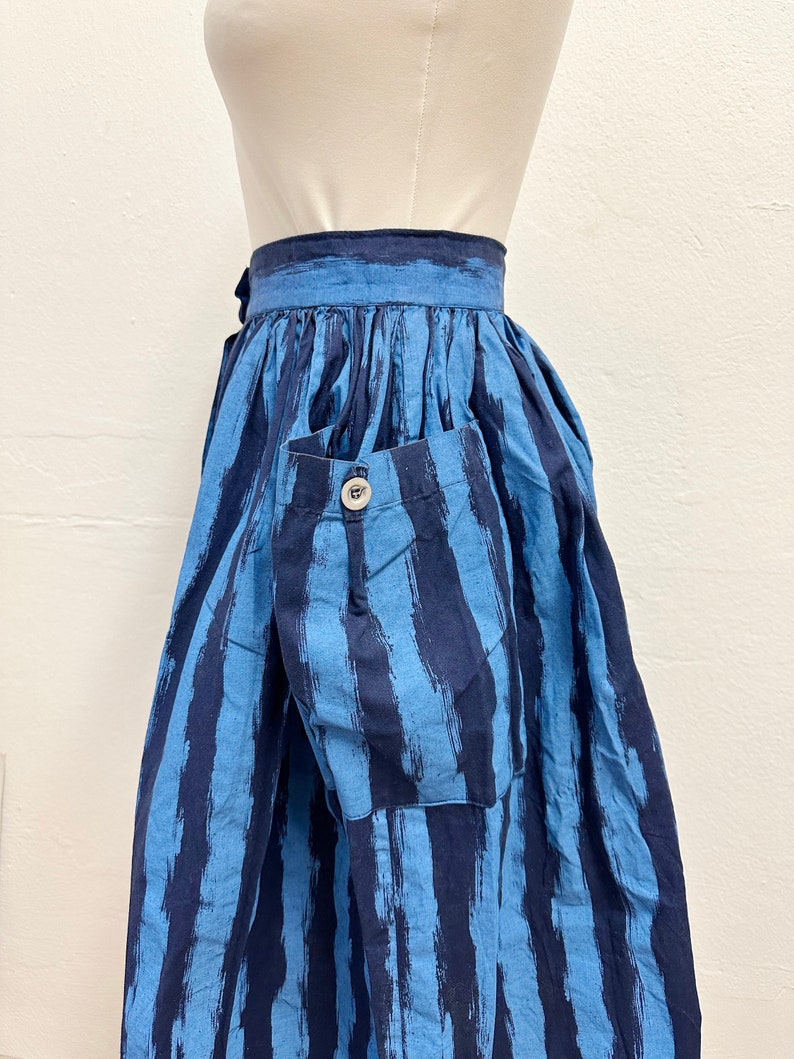 Vintage 80s Blue Stripe Full Skirt / Size S image 5