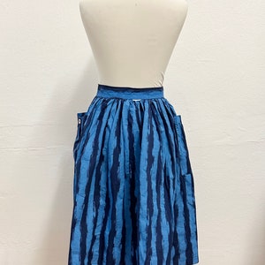 Vintage 80s Blue Stripe Full Skirt / Size S image 6