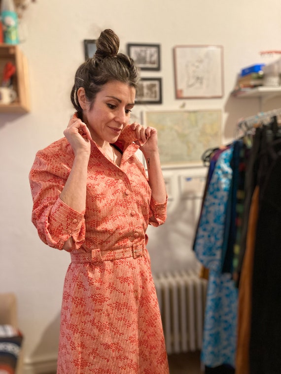 Vintage 60s Chevron Shirt Dress
