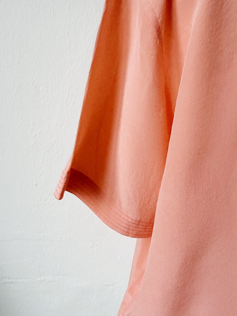 Vintage 80s Pink Orange Short Sleeve Blouse / Size S-M image 5