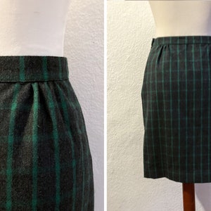 Vintage Check Mate Charcoal Green Pencil Skirt / UK10 / Size S image 2