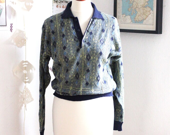 Vintage Argyle Knit Polo