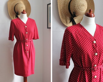 Vintage Luisa Spagnoli Pretty Polkadot Dress UK12 / EU40 / Dress with Belt / 80s