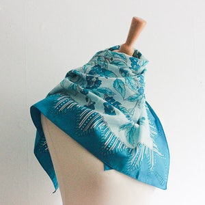 Vintage 70s Blue Printed Scarf image 2