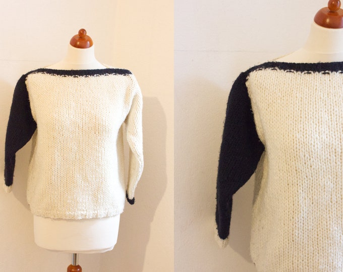 Vintage Chunky Knit Two Tone Sweater