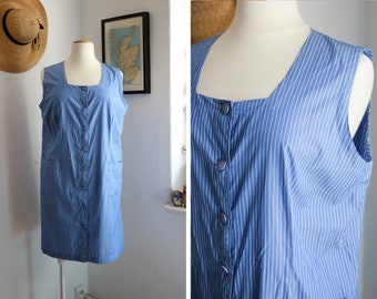 Vintage Cornflower Blue Stripe Pinafore Dress
