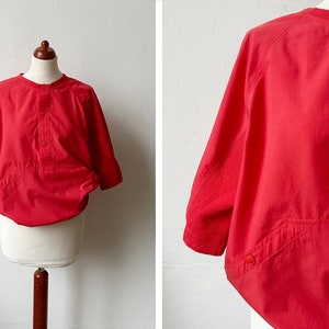 Vintage 80s Red Dolman Sleeve T-Shirt / Size M image 1