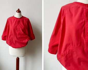 Vintage 80s Red Dolman Sleeve T-Shirt / Size M