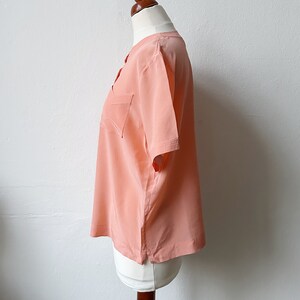 Vintage 80s Pink Orange Short Sleeve Blouse / Size S-M image 3