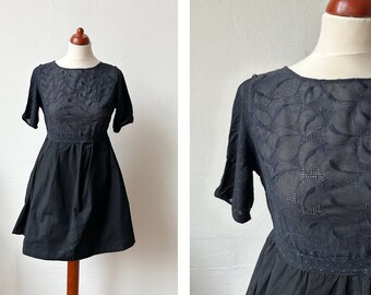 Handmade Black Dress made from Upcycled Vintage Fabrics / Size XS-S