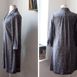 Vintage 70s Japanese Floral Print Purple Shirt Dress / UK14 / Size M image 2