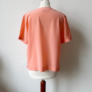 Vintage 80s Pink Orange Short Sleeve Blouse / Size S-M image 4