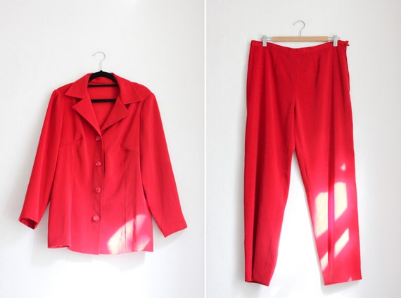 Vintage 80s Red Pant Suit