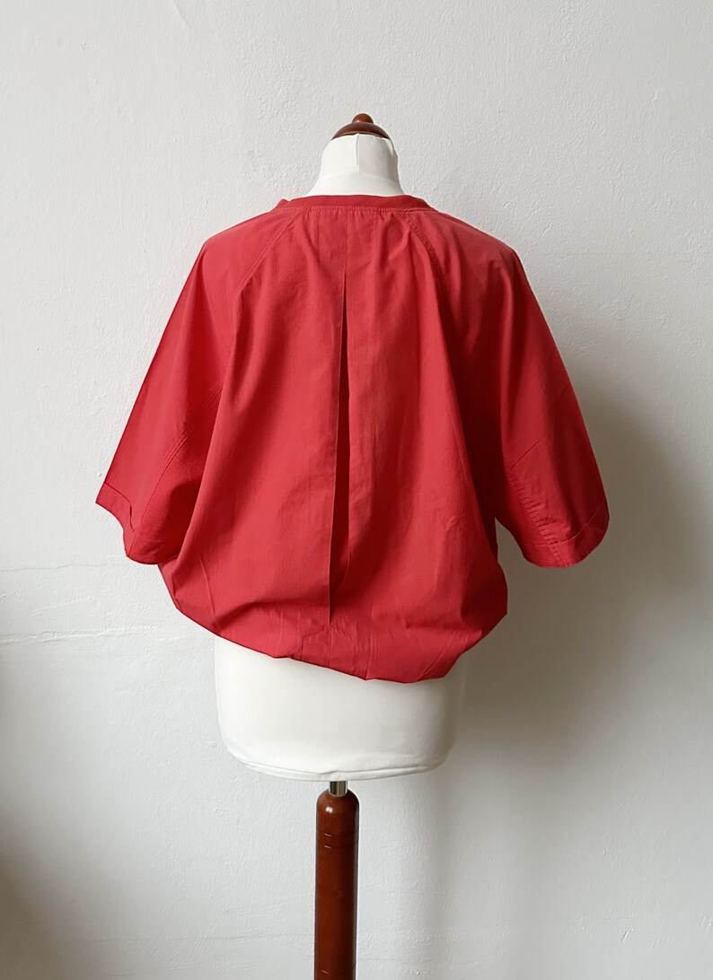 Vintage 80s Red Dolman Sleeve T-Shirt / Size M image 4