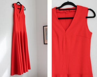 Vintage Ruby Red Sleeveless Maxi Dress / Size S-M