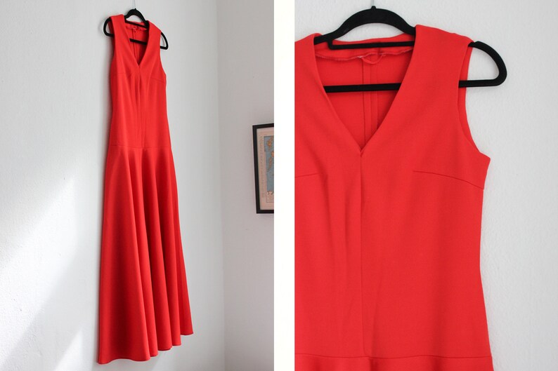 Vintage Ruby Red Sleeveless Maxi Dress / Size S-M image 1