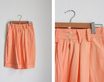 Vintage Peach Knee Length Shorts Culottes / UK8-10 / Size S