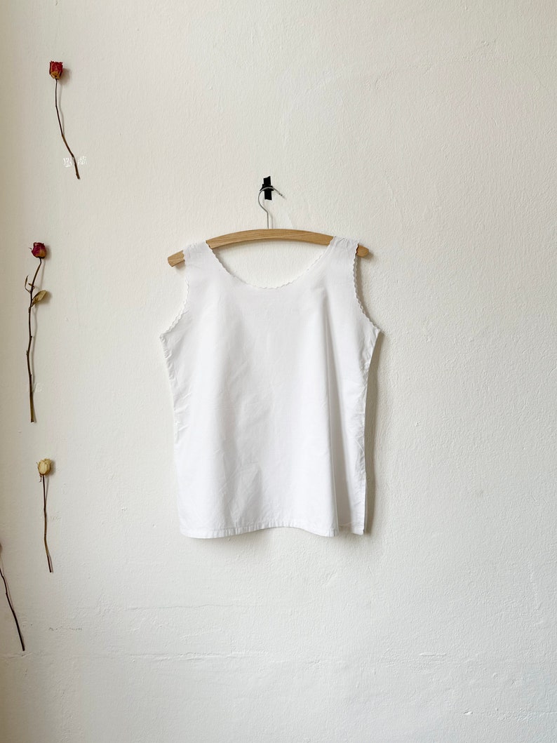 60s Italian White Cotton Embroidered Vest image 5