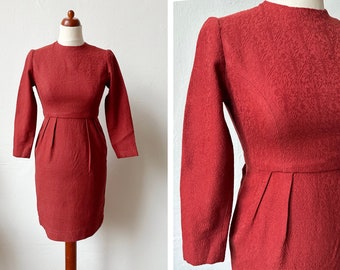 Vintage 60s Japanese Petite Rust Red Dress / UK8 / Mini Dress