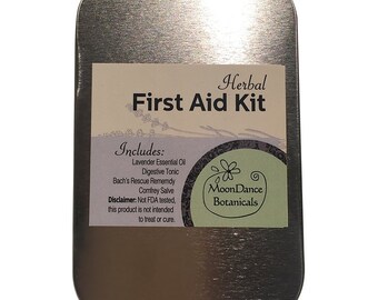 Herbal First Aid Kit by MoonDance Botanicals,  Organic First Aid with Digestive Aid, Burns, Insect Bites,  Minor wounds, Cracked Hands