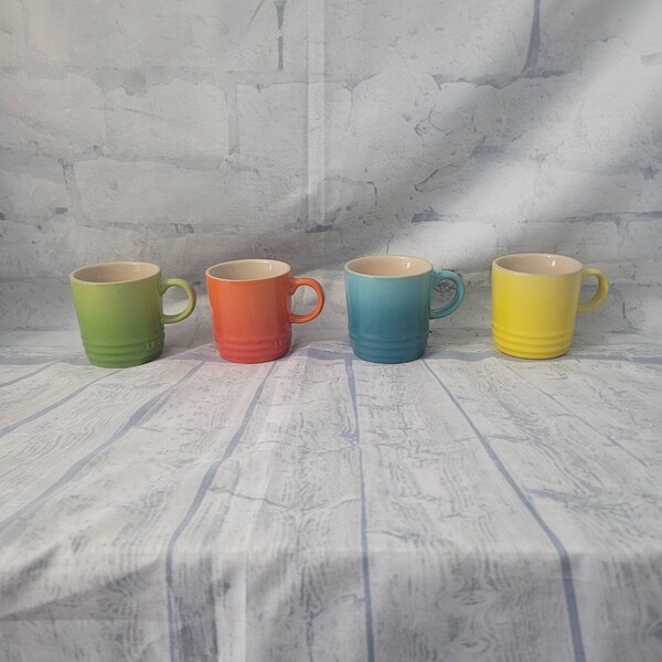 Le Creuset Set of 4 Colorful Mugs 3.38OZ Espresso Stoneware Mugs